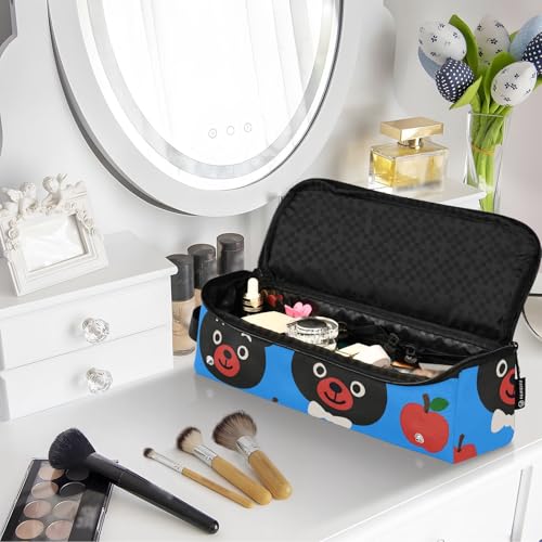 Bolsa de viaje portátil impermeable GuoChe con estampado de oso negro y manzana, con tapete resistente al calor para planchas de pelo miniatura 7