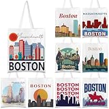 Paterr 9 Pcs City Souvenirs Gifts New York Tote Bag Bulk San Francisco Canva Tote Boston Chicago Souvenirs for Women Travel(Boston)