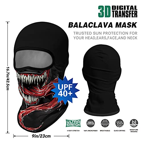 Image of Red Plume 3PCS Balaclava Full Face Mask Ski Mask UV Protection Cover Motorcycle Full Face Mask for Men Women Outdoor Sports