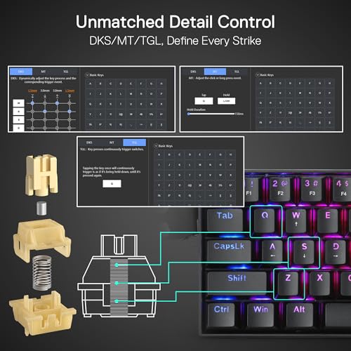 Image of Redragon K617 HE Rapid Trigger Gaming Keyboard, 60% 61 Keys Wired Mechanical Keyboard w /Hyper-Fast Actuation, Dedicated Hall Effect Magnetic Switch, Actuation Point Adjustable, Strap Version