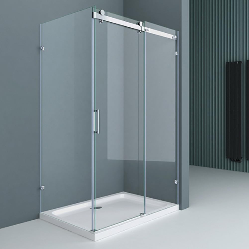 Durovin Bathrooms 1350 X 900mm L Shape Rectangular Frameless Shower EnclosureSliding Door8mm Safety Clear Glass from B&Q