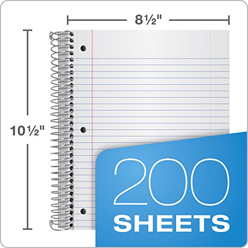 Oxford Spiral Notebooks, 5-Subject, Wide Ruled Paper, Durable Plastic Cover, 200 Sheets, 5 Divider Pockets, 2 Per Pack (10387), Assorted #TOP3