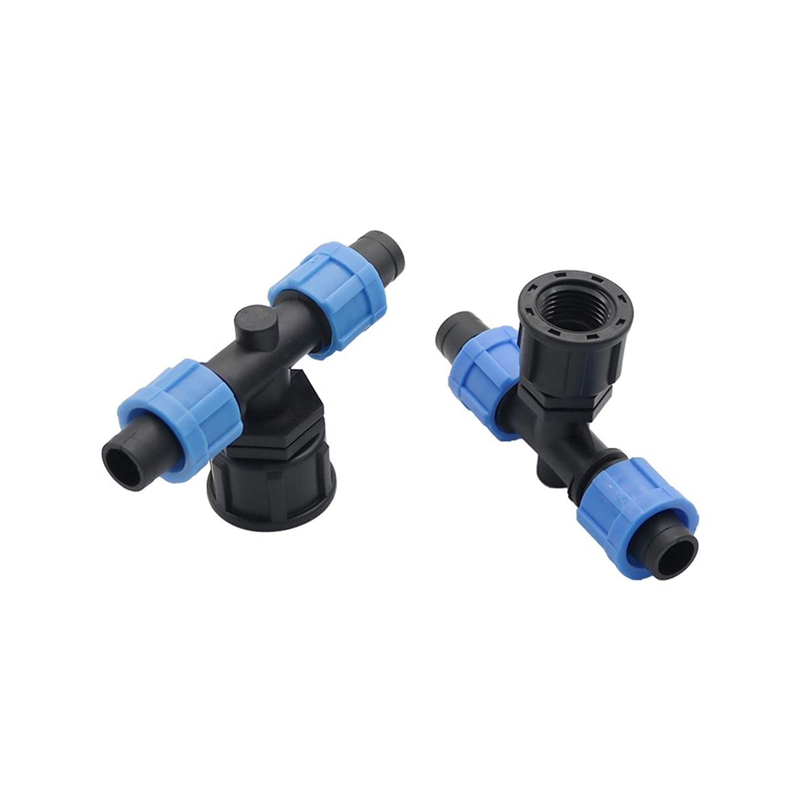 Conexión de agua de pulverización Conectores de enchufe de tres vías de bloqueo de riego de goteo de 40 16 mm de goteo con accesorios de conexión de tubería DN17 de 1/2 "3/4" roscados (Color : Gold)