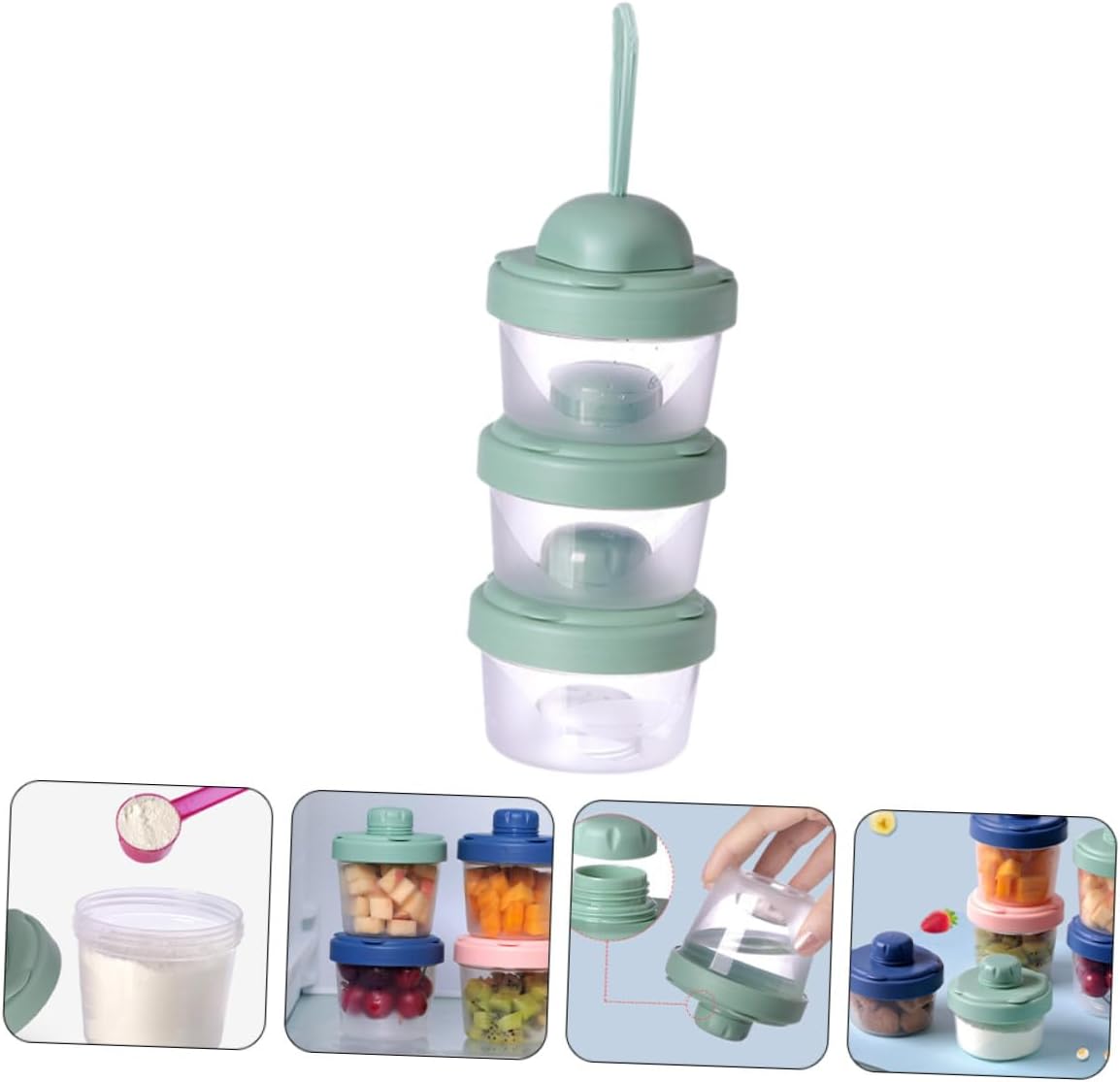 Versatile Milk Powder Container Dispenser for Food Storage Portable Sealed Formula Box in Green Leak- Lightweight Removable and Washable Design for Travel and Daily Use