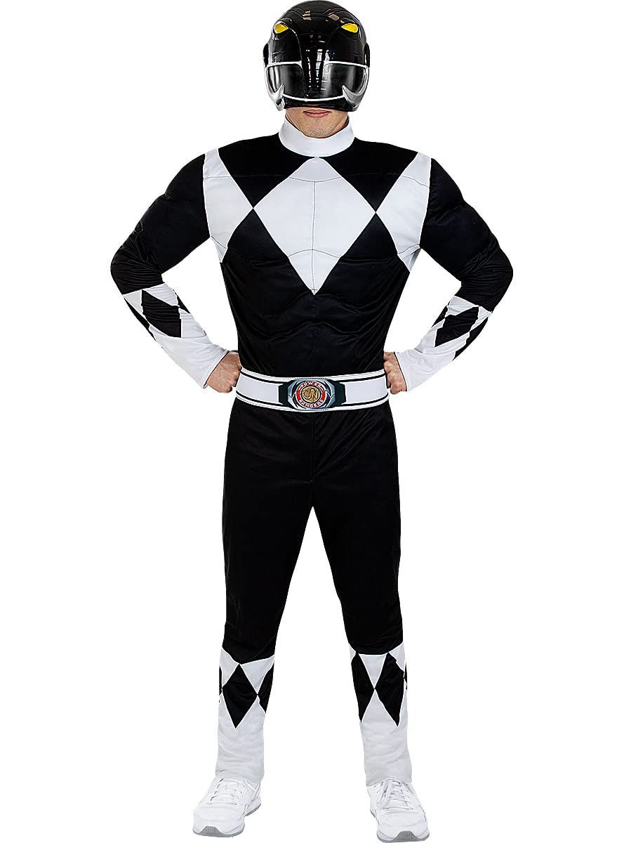 Funidelia Disfraz Power Ranger Negro para Hombre, Licencia Oficial, Talla L Películas & Series, Superhéroes - Traje para Adultos para Fiestas, Carnaval y Halloween