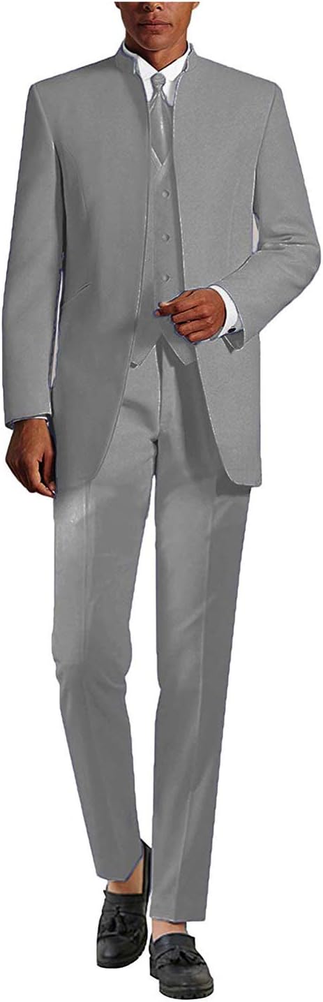 GATMSTZ Men's 3 Pieces Wedding Suit Jacket V-Neck Waistcoat Separate Pants