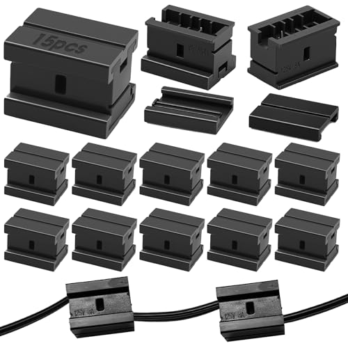 15Pcs SPT-2 Wire Connectors Vampire Plugs Bridge Connectors, Power Cord Straight Connectors Suitable for 18 AWG, Can Combine 2 Separate Wires into One for Extension (UL Listed Black)