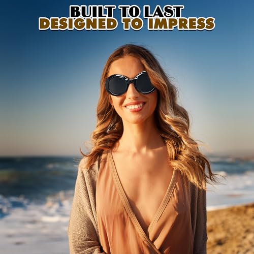 Vaulted Skulls & Co Vintage 1960's Black Mod Sunglasses | Clout Goggles | Classic Retro Oval Shades | Unisex Lightweight Fashion Eyewear Sunglasses | Black | Standard4