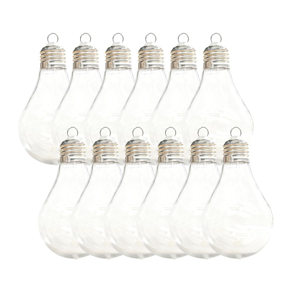 CTRLZS Large Opening Lightbulb for Crafts 12PCS Clear Bulbs for Party Favors Candy Containers Fillable Light Bulb Ornaments