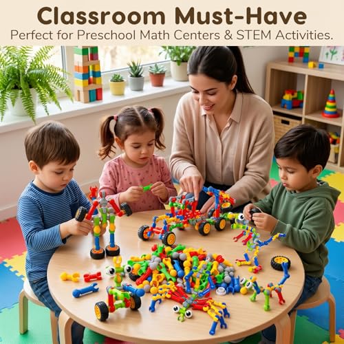 Image of STEM Building Toys for Children from 3 4 5 6 7 8 Years Birthday Gift 125 Pieces Educational Building Blocks for Preschool Classroom Stem Kits