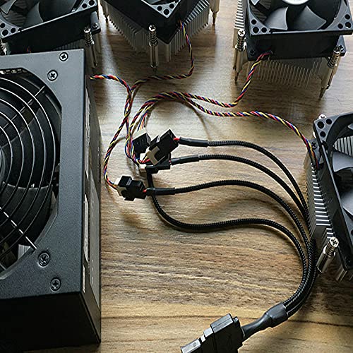 Miniatura 3 de FBHDZVV Cable divisor de alimentación SATA en Y, 15 pines macho SATA a 4 manguitos, 3 pines4 pines, PMW, 12 V, fuente de alimentación de ventilador