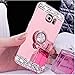 Galaxy Note 4 Luxury Rhinestone Makeup Case,Auroralove Samsung Galaxy Note 4 Handmade Bling Diamond Soft TPU Mirror Glass Case for Girls Women with Detachable Ring Stand-Rose Gold
