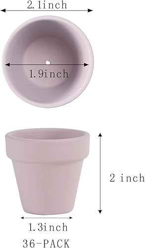 Miniatura 2 de Fcacti 36 macetas pequeñas de arcilla rosa de 2.1 pulgadas, maceta de terracota de cerámica de cerámica, macetas de cactus, macetas para suculentas,