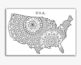 USA map coloring canvas for adults