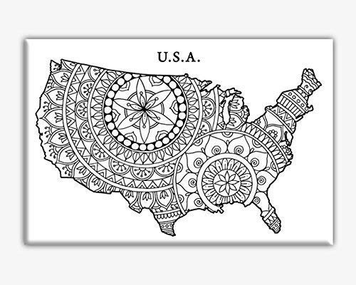 USA map Pre-drawn canvas for adults | Stretched primed canvas to color 8 x 8 Inches | Premium Handmade pre drawn Canvas | Art and Sip Party, DIY Kit, Party favor| Easy & fun drawings to color