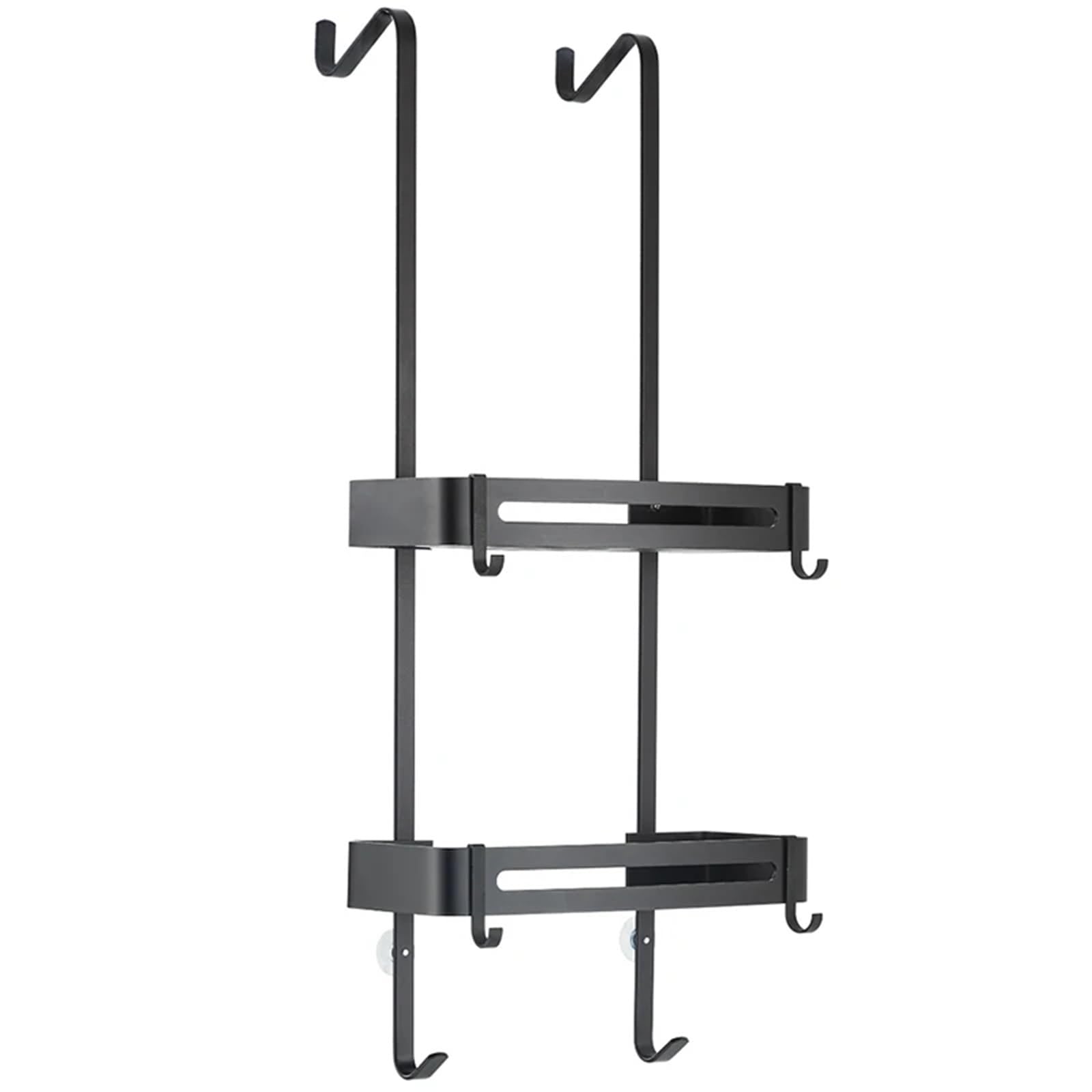 DHYUACN Shower Caddy Hanging Bath Shelves Bathroom Shelf Organizer Nail-free Shampoo Holder Storage Rack Basket(Black Double layer)