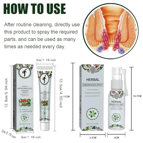 2 Stück Hämorrhoidenspray, Hämorrhoidenspray, Behandlungsspray, Zäpfchen, lindert Schwellungen und Beschwerden