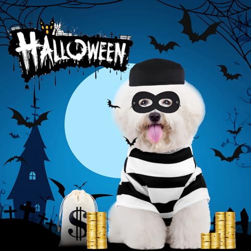 Disfraz de ladrón para perros tamaño M miniatura 2