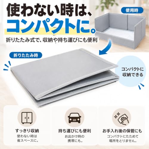 Milibess 犬用トイレ トイレトレー 囲い付き 3面ガード 飛び散り対策 折りたたみ 防水 ペットトイレ S 56×38×30cm グレー