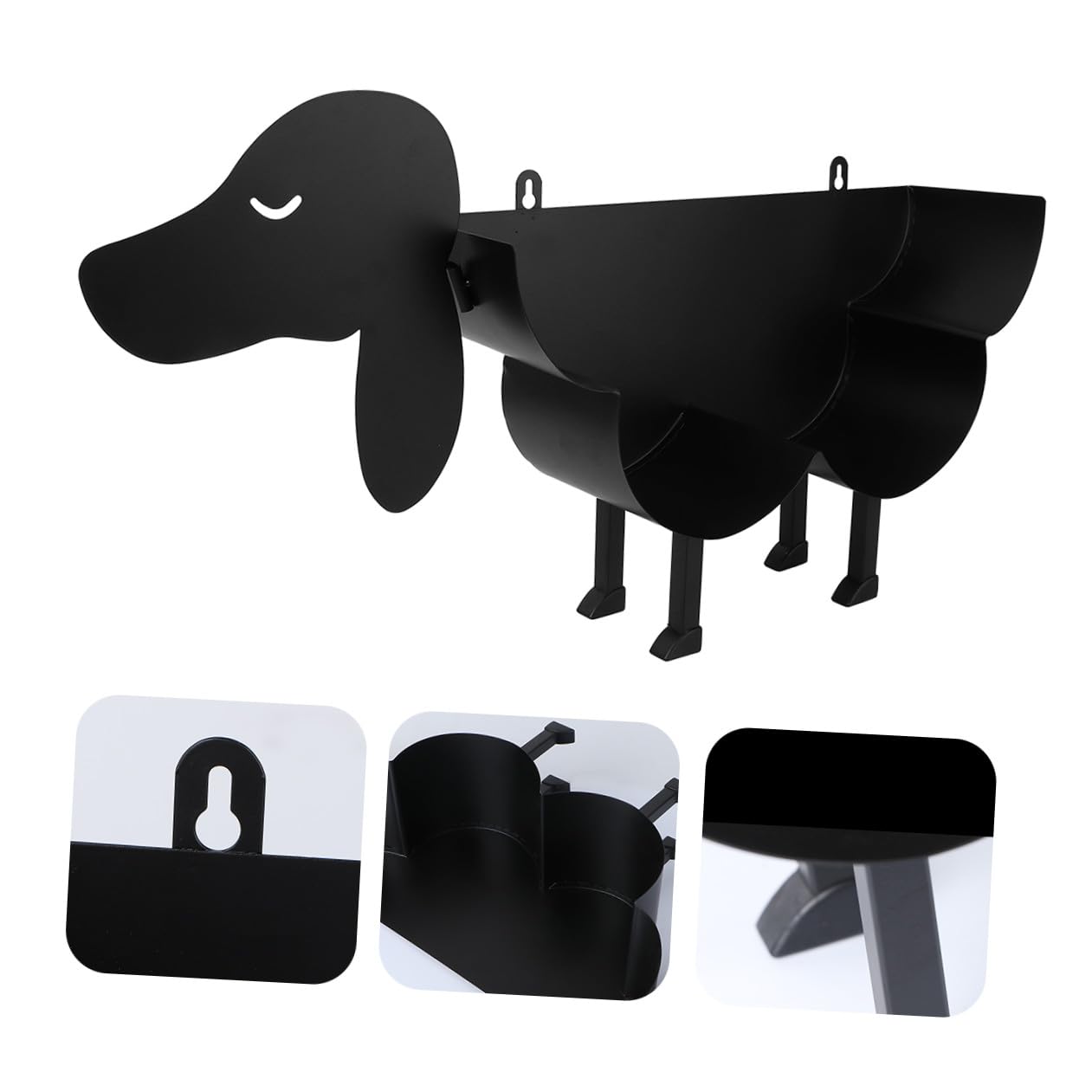 HOMSFOU Portarrollos Diseño de Perro de Hierro Negro de Papel Higiénico Soporte Vertical Base Estable, para Baño de Hotel