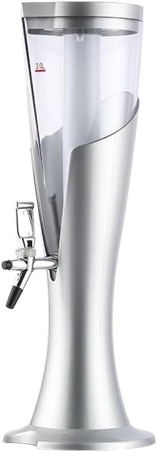 AIEIJJH LED Juice Dispenser 3L Drink Tower Beverage Server for Parties with Colourful Lights Water Container, Silver, 3l