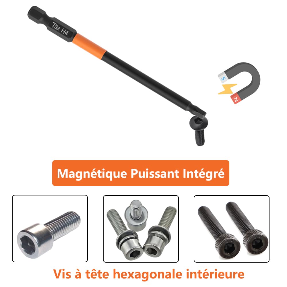 6 szt., 100 mm, sześciokątna końcówka wkrętaka H1.5-H6 Hex Head Screwdriver Bit Set 1/4" sześciokątna końcówka wkrętaka stal S2, głowica sześciokątna do wkrętaków elektrycznych i ręcznych