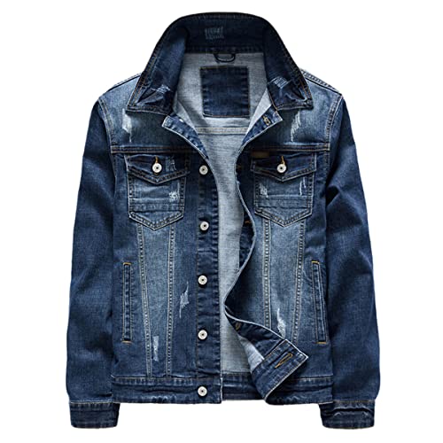 Veste en jean homme grande taille XXXXL coton extensible noir fonce pour mi-saison