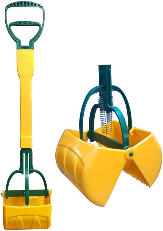 Pooper Scooper for Pet Waste,Best Long Handle Jaw Clamp Scooper with Poop Bags, Great in Grass, Gravel, Snow, Dirt, Cement (Yellow, 27 in)