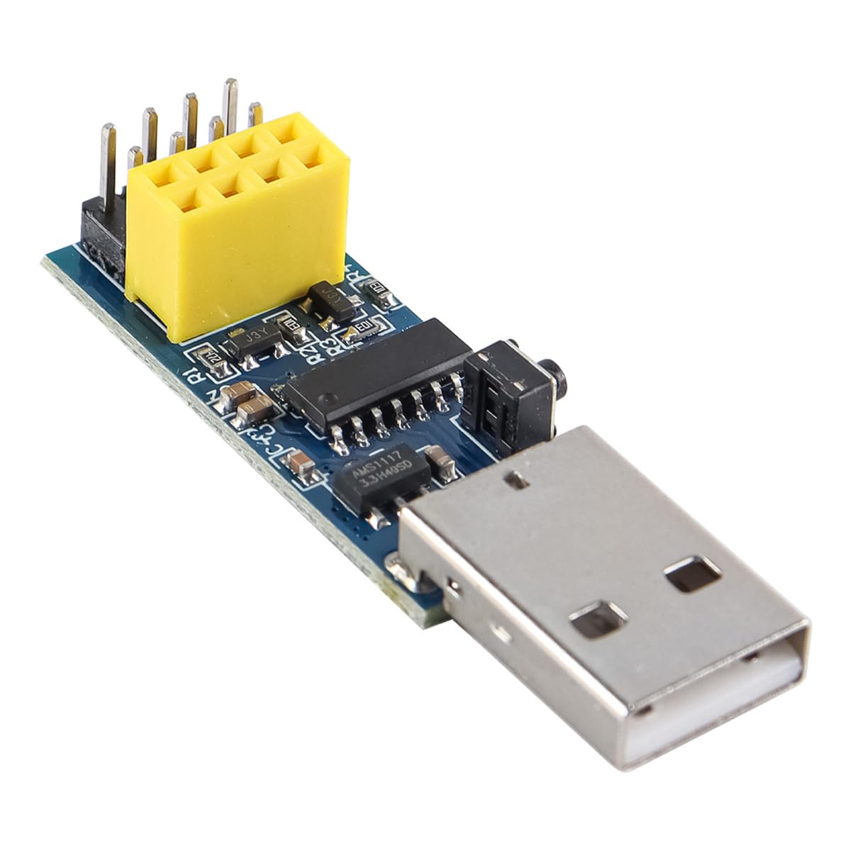 Programador CH340C ESP8266 (2 Unidades) Adaptador USB a Serie para módulos WiFi ESP-01/01s. Circuito de Descarga automática Compatible con Arduino IDE y Herramienta de flasheo.
