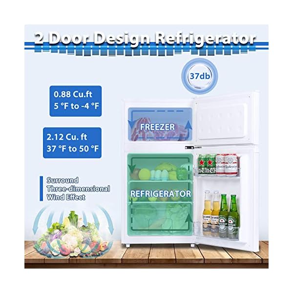 INTERGREAT Mini Fridge with Freezer, 3.2 Cu.Ft Small Refrigerator for