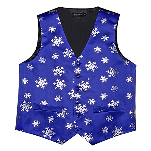 DiBanGu Christmas Suit Vest for Men Fun Snowflake Waistcoat Bow Tie Pocket Square Cufflinks Set Festival Party Gifts4