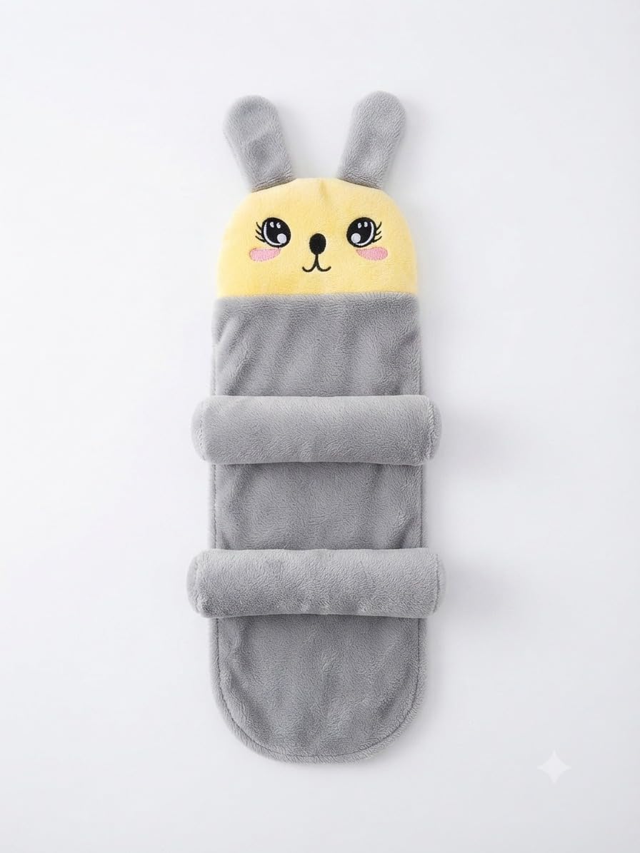 Baby Stroller Seat Liner Cushion Pad, Bunny Design | Soft Fleece Material, Rabbit Character Design, Children's Nap Bag, Cosy Wrap Style, Embroidered Face-image-40