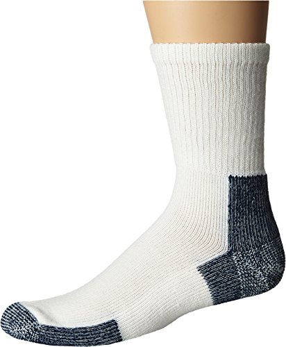 Thorlos Mens Xj Max Cushion Crew Running Socks, White/Navy (1 Pair), Large US