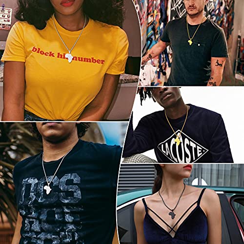 ChainsProMax Men African Continent Necklace Adjustable, Africa Map Jewelry, 316L Stainless Steel/Gold Plated (Send Gift Box)3