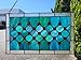 Fine Art Lighting Tiffany-Style Stained Glass Window Panel, 100% Genuine Stained Glass and Cabochon, Handcrafted 73 Pieces, Blue/Green, Size: 19.25