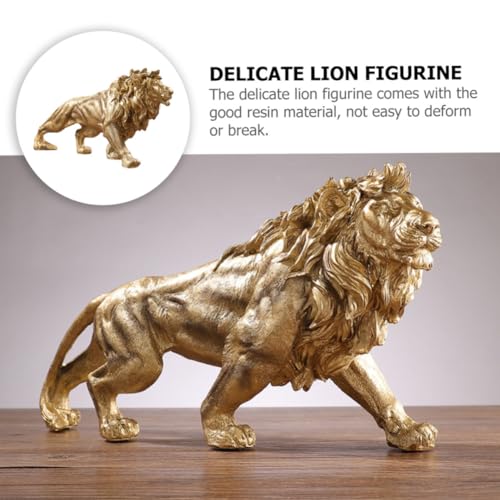 Statue de lion résistant au design délicat et base dorée chic - 4