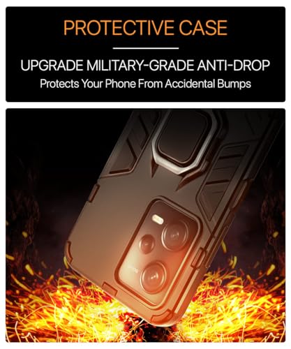 Image of WOW IMAGINE Shock Proof Back Case Mobile Cover for Xiaomi Redmi Note 12 5G | Poco X5 5G | Back Cover Case (Tough Armor | Hybrid PC + TPU | Ring Holder & in-Built Kickstand | Black)