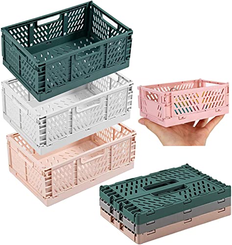 Kongming 3 Cajas de Almacenamiento de Plástico Plegables,Cesta Plegable Estable Camping Plastico,Para Dormitorio,Baño,Oficina, Artículos de tocador,Cosméticos(22x15x9CM) Cover