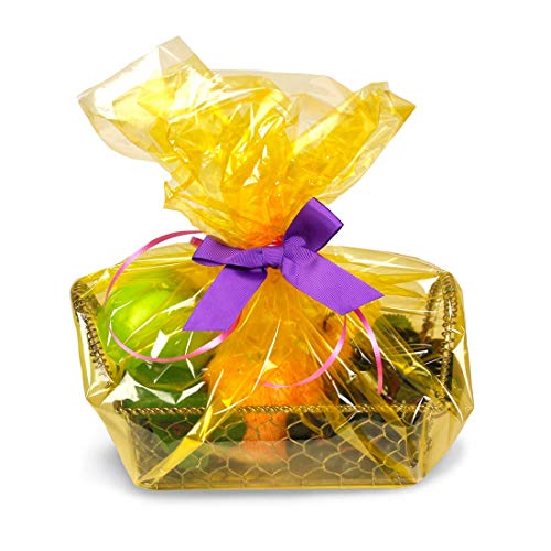 Image of 3A Featuretail 20 In x 26 In Wave Design Transparent Cellophane Sheets For Gift Packing, Baskets Hampers, Flowers Bunch Wrapping (Pack of 25) (Yellow)