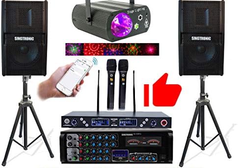 SINGTRONIC Professional 2000 WATTS Complete Karaoke System Package Free: Unlimited YouTube Songs, Built HDMI, Voice Record, Optical / Coax