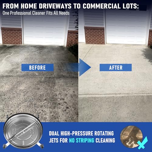 Image of MEKOH 24 inch Pressure Washer Surface Cleaner for Large Areas, 4500PSI Stainless Steel Power Washer Surface Cleaner, Dual-Handle & 4 Wheels, Extra-Wide Pressure Washer Attachment for Home & Commercial Use