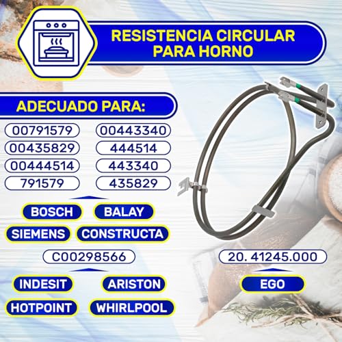 Rundschreiben Heizelement für Backöfen 230V 2100W Originalcode 00435829 435829 00443340 443340 für Bosch für Balay für Siemens C00298566 für Indesit für Whirlpool - Garantie 10 Jahre - MONTERAL