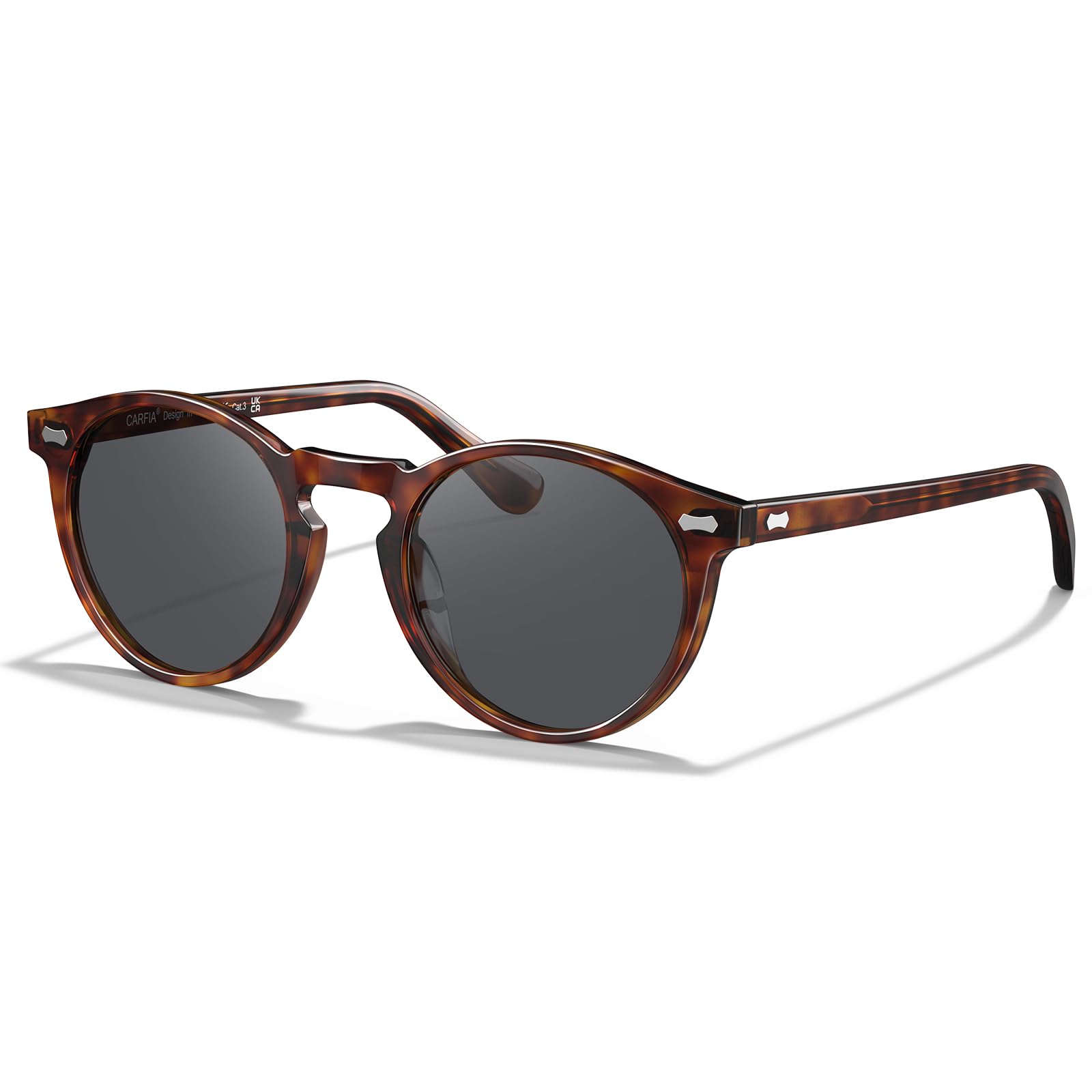CARFIA Polarisierte Sonnenbrille Herren Runde Fahrenbrille mit Lederetui | Schöne Männer Brille mit angenehmer Abdunkelung, Leicht, Tägliche UV Schutz, Für Autofahren, Angeln, Wandern