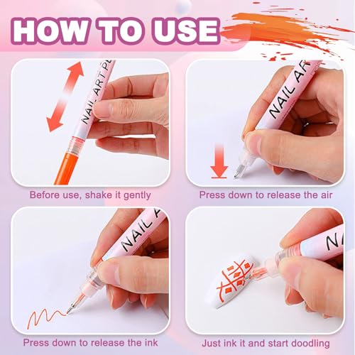 Image of Nail Art Pens Set, 12 Color 0.5 MM Nail Art Markers Nail Polish Pens Drawing Painting Point Liner Painted Kit, Waterproof and Quick-drying Nail for DIY Design Manicure Tools