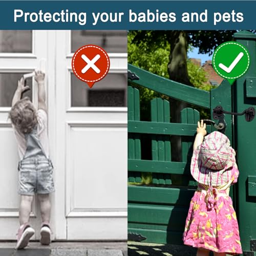 Primasage 2 Stück Sturmhaken mit Öse, 3.94in Sturmhaken Edelstahl Riegel tür Sturmhaken mit 8 Schrauben für Schaukels Chranktüren Holztüren Lamellenholz Gartentüren Zaunschlösser(Schwarz)