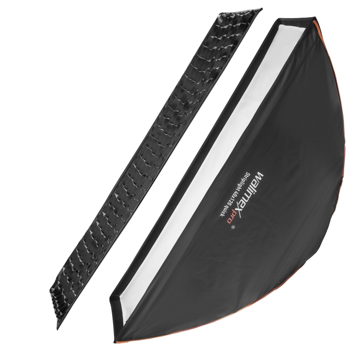 Walimex pro Studio Line Striplight SB QA pour Elinchrom – Softbox 40x120cm avec Grille et diffuseurs Interne/Externe, Montage pour Flash sur Sabot