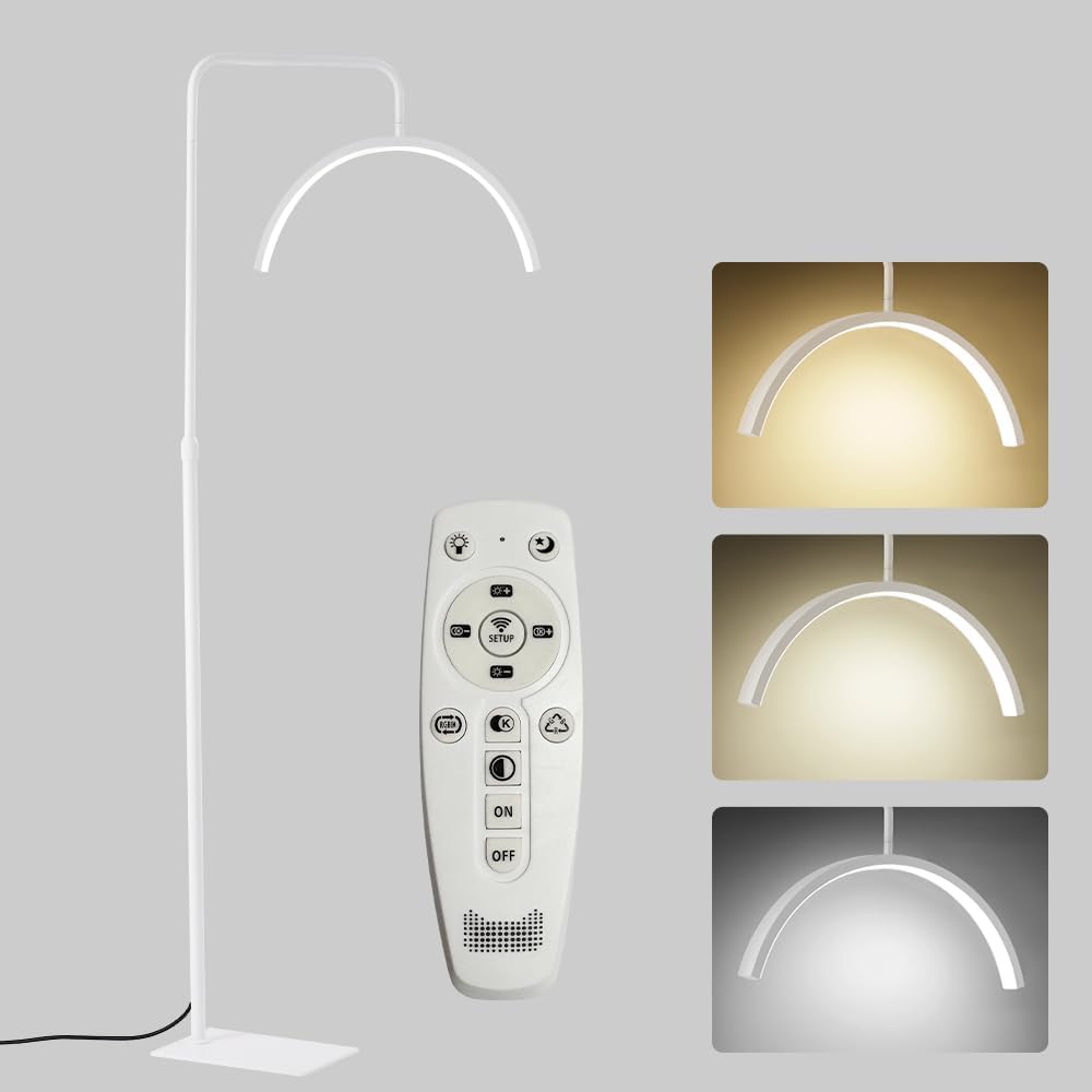 Tnvxvkgrw Light/White 48W Led Half Moon Floor Lamp For Eyelash Extensions, 6000 Lux Floor Standing Beauty With Remote, Lash Lamp For Tattoo Skincare Brows,
