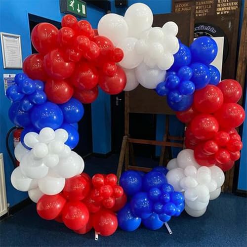 Image of PartyWoo Red White and Blue Balloons, 140 pcs Red White and Royal Blue Balloons Different Sizes Pack of 18 Inch 12 Inch 10 Inch 5 Inch for Balloon Garland as 4th of July Decorations, Party Decorations