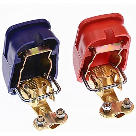 OHAOLYLE Car Battery Lifting Connector Quick Release Battery Terminals Clamps Connectors Positive & Negative Quick Disconnect Terminals for Car Caravan Motorhome(Red & Blue), 1 Pair Cover