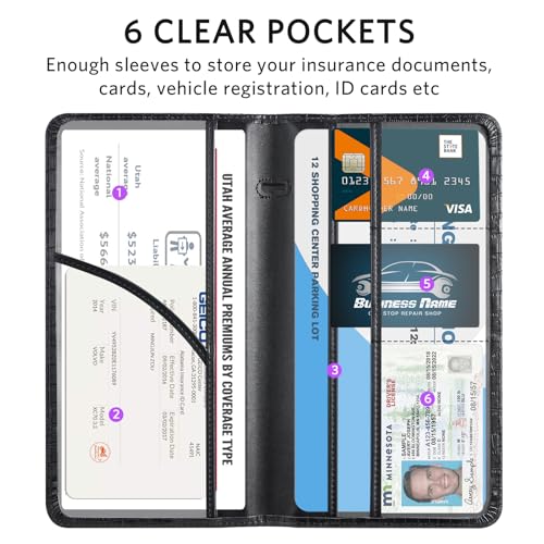 Image of CoBak Car Registration and Insurance Holder | Vehicle Glove Box Organizer, Auto Truck Compartment Document Case with Magnetic Closure for Insurance & Driver License